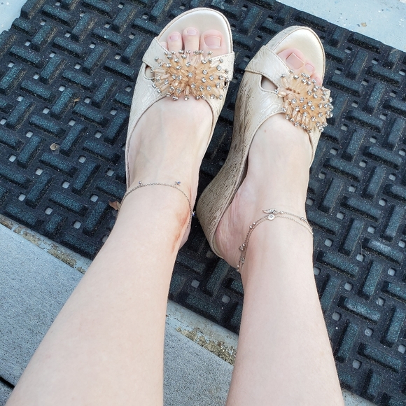 Pierre Dumas Beaded Accent Chunky Slip-on Wedges - Picture 6 of 16